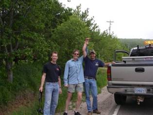 Jeff thanking Brad after he pulled our van to safety.